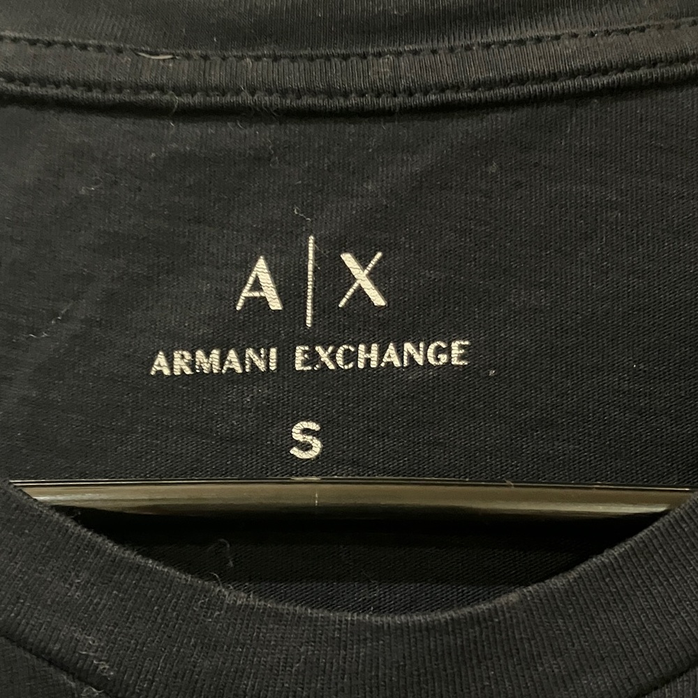 Armani Exchange Black Tee with Rhinestone Logo - Picture 2 of 3